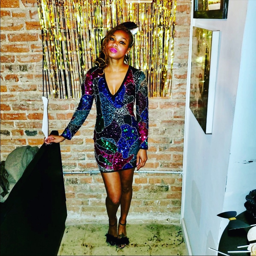 ASOS Sequined Mini Bodycon Dress - Picture 3 of 7